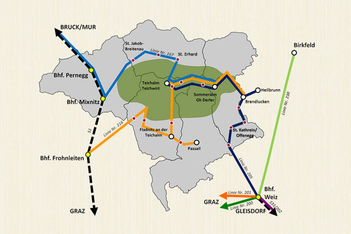 Transport network from the RegioBus to the nature park Almenland